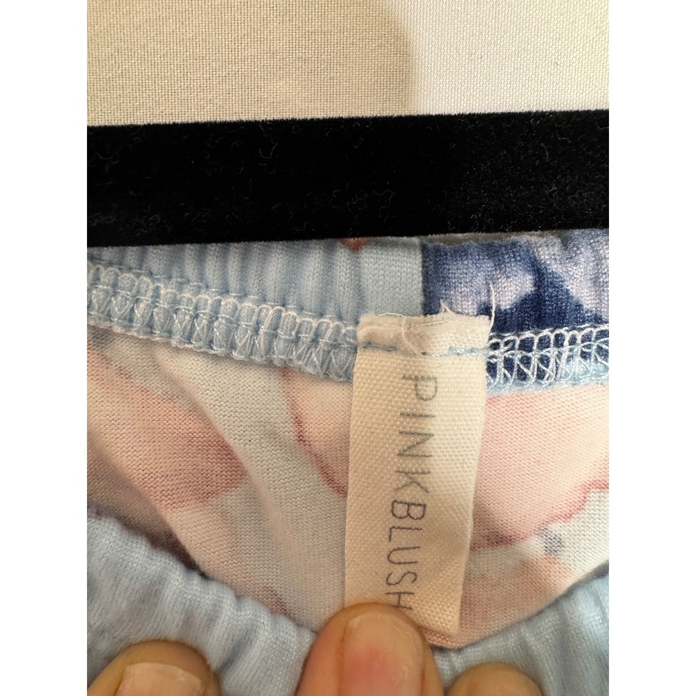PinkBlush Maternity Dress Sz Small Blue Floral Off Shoulder Ruched - Picture 5 of 9
